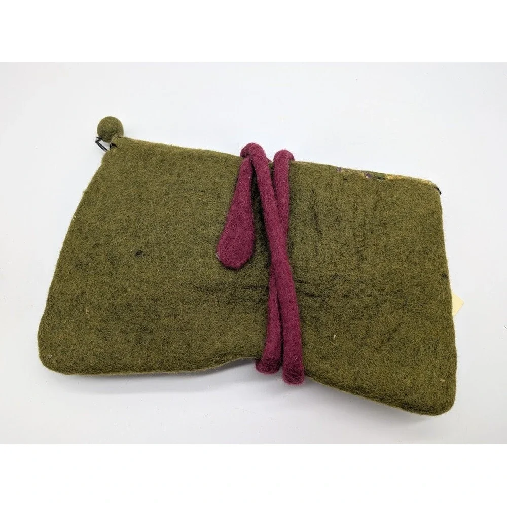 Rising Tide Hand Made Wool Felt Clutch Bag Tablet Case Forest Fairy Boho Goblin